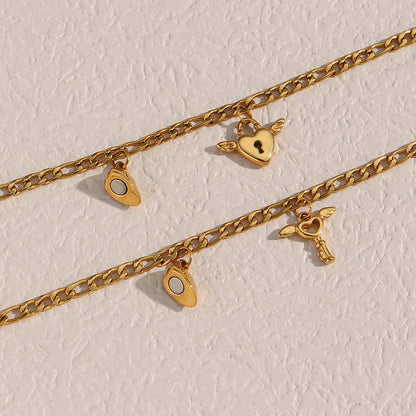 EDELSTAHL-ARMBÄNDER MIT HERZ UND SCHLÜSSEL